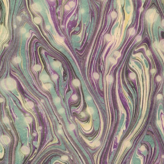 Aqua and Purple Marbled Stone Swirl Print Italian Paper ~ Tassotti